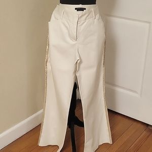 BCBGMaxAzria Cream Pants with Gold Accents